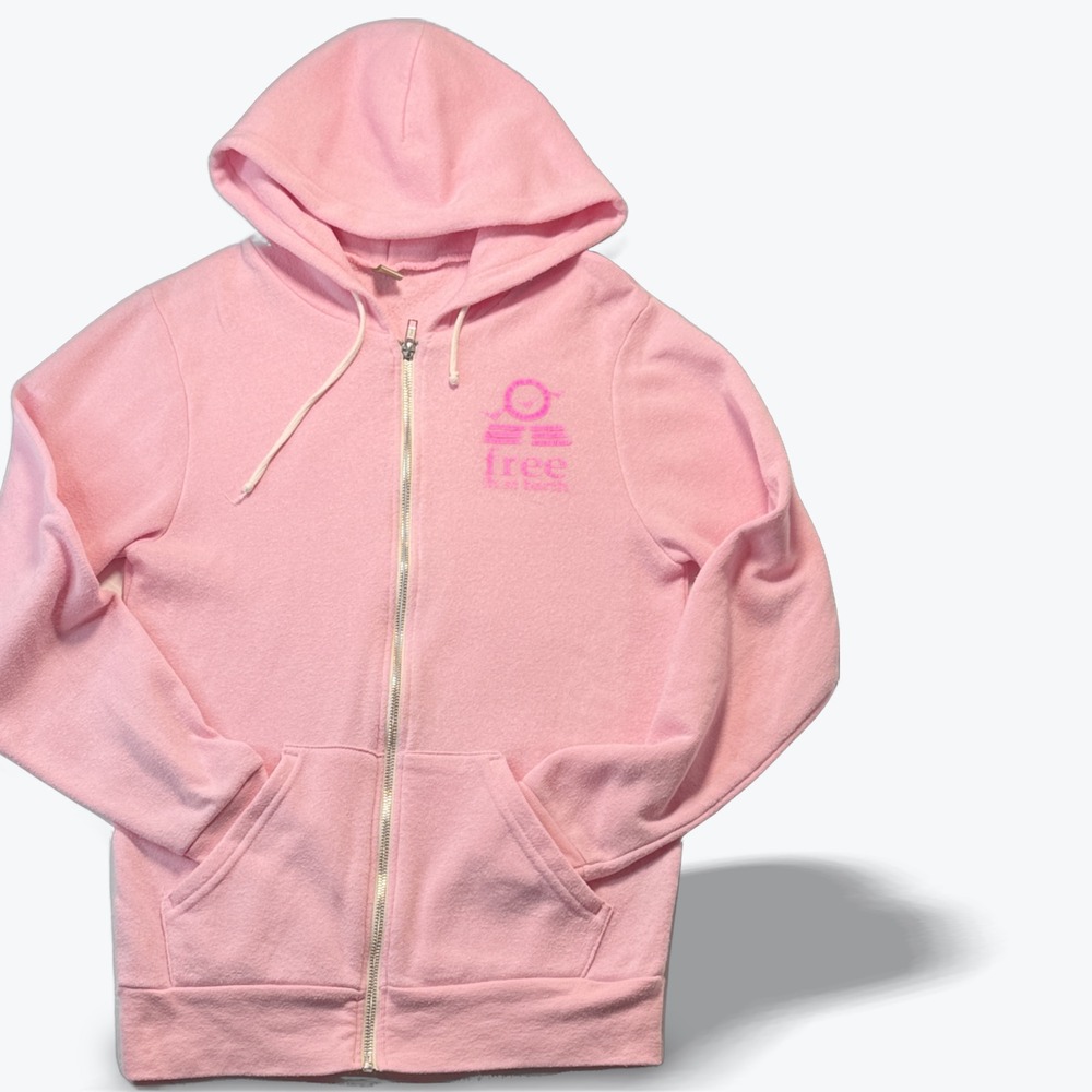 Alternative Earth Pink Free in St Barth Zip Up Hoodie Sweatshirt Womens Small